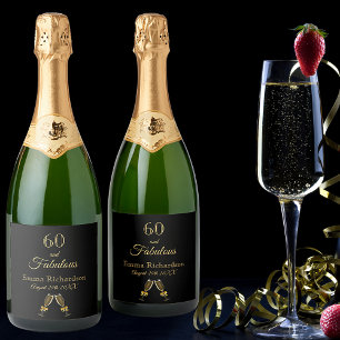 Étiquettes Pour Bouteilles De Vin Mousseux 60 fabuleuse fête noir nom or