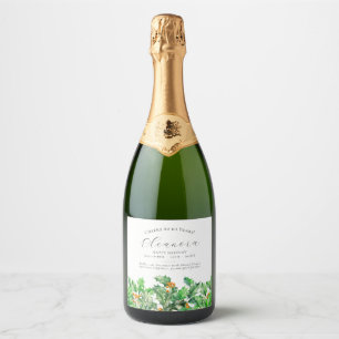 Étiquettes Pour Bouteilles De Vin Mousseux 60e anniversaire Fleur de naissance de décembre ho