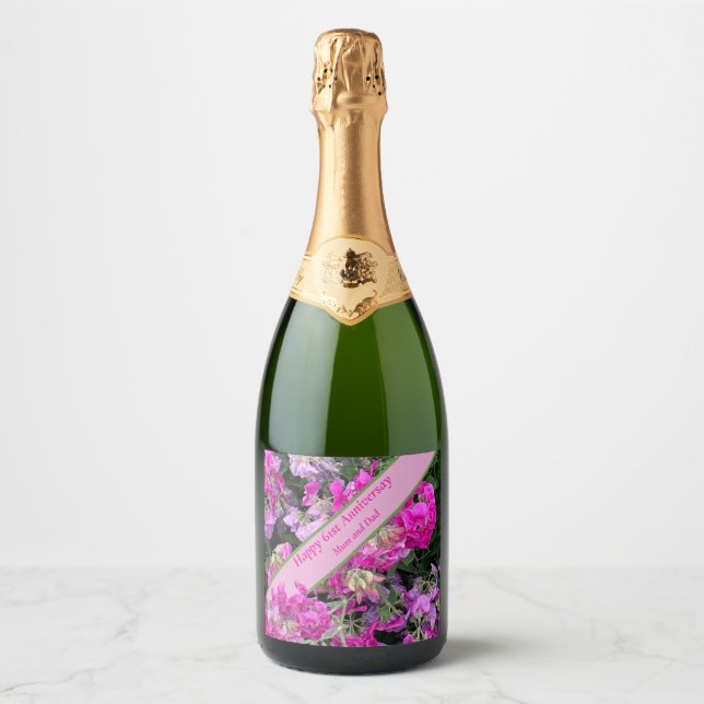 Étiquettes Pour Bouteilles De Vin Mousseux 61e anniversaire du Mariage (Devant)