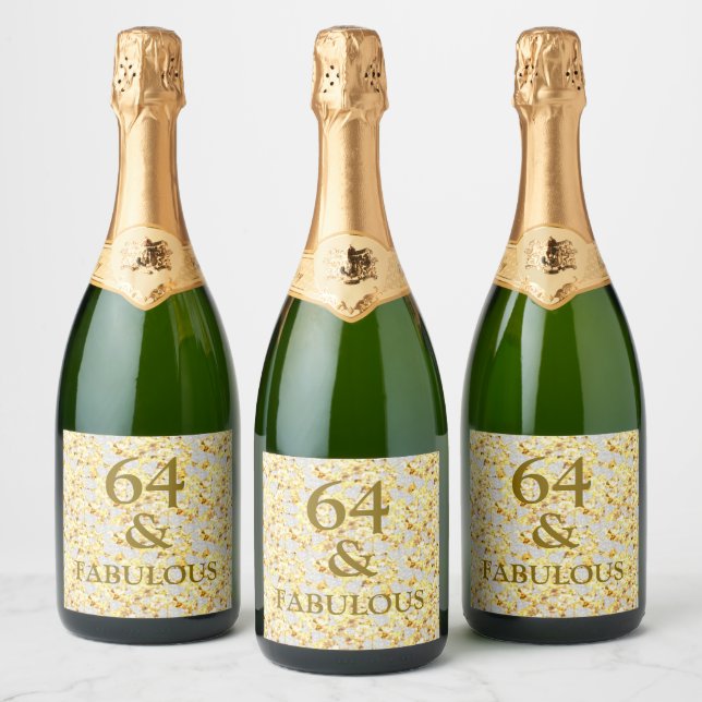Étiquettes Pour Bouteilles De Vin Mousseux 64th Birthday  (Bouteilles)