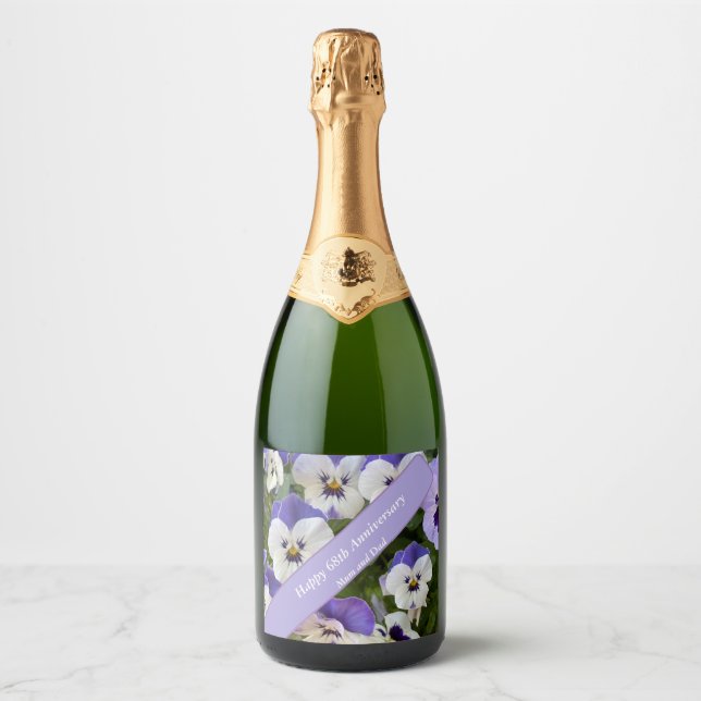 Étiquettes Pour Bouteilles De Vin Mousseux 68e anniversaire modifiable (Devant)