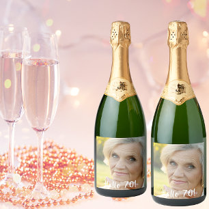 Étiquettes Pour Bouteilles De Vin Mousseux 70e anniversaire photo bonjour 70 femmes