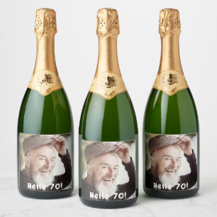 Étiquettes Pour Bouteilles De Vin Mousseux 70e anniversaire photo bonjour 70 hommes