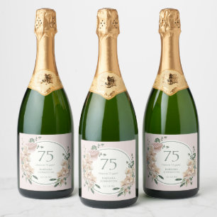 Étiquettes Pour Bouteilles De Vin Mousseux 75e Anniversaire Floral Tropical