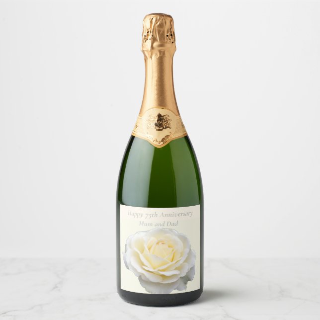 Étiquettes Pour Bouteilles De Vin Mousseux 75e anniversaire modifiable (Devant)