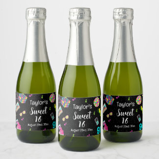 Étiquettes Pour Bouteilles De Vin Mousseux 90, Retour aux 90, Sweet 16,
