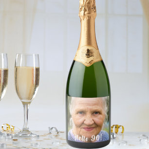 Étiquettes Pour Bouteilles De Vin Mousseux 90e anniversaire photo bonjour 90