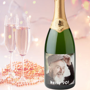 Étiquettes Pour Bouteilles De Vin Mousseux 90e anniversaire photo bonjour 90 hommes