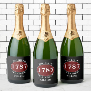 Étiquettes Pour Bouteilles De Vin Mousseux Ajouter Nom Et Année Anniversaire
