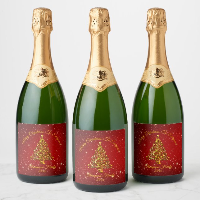 Étiquettes Pour Bouteilles De Vin Mousseux Ajouter un nom Jeu de correspondances Noël Red Gol (Bouteilles)