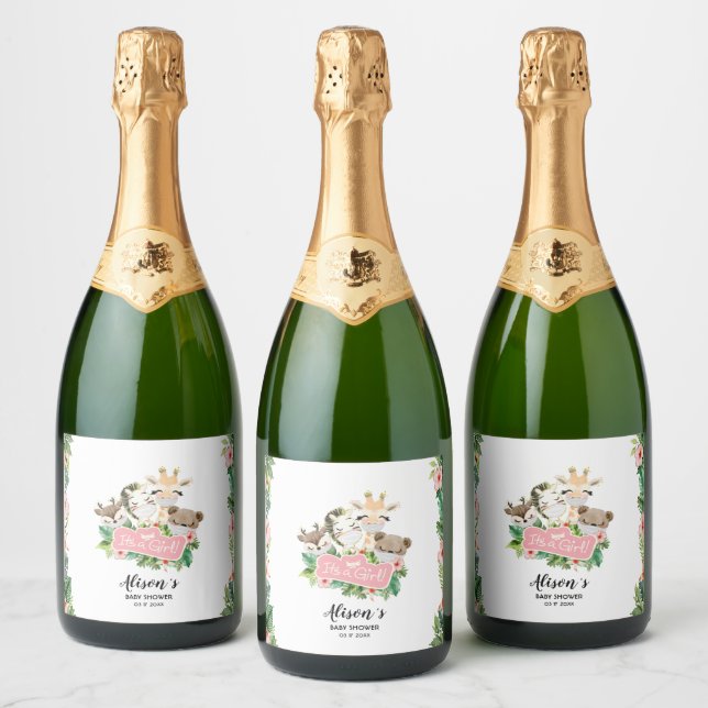 Étiquettes Pour Bouteilles De Vin Mousseux Amis Safari | Baby shower Gold Sparkling Wine L (Bouteilles)