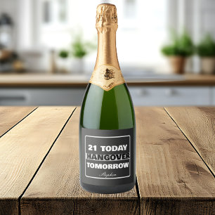 Étiquettes Pour Bouteilles De Vin Mousseux Anniversaire drôle de 21 ans avec boisson