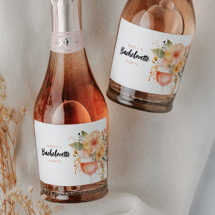 Étiquettes Pour Bouteilles De Vin Mousseux Aperol Spritz Floral Enterrement de Vie de Jeune F