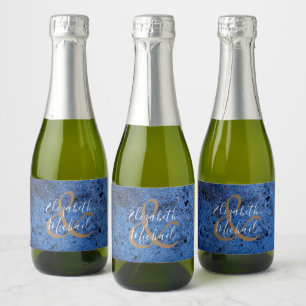 Étiquettes Pour Bouteilles De Vin Mousseux Aquarelle Peinte Bleue Arrière - plan Mini