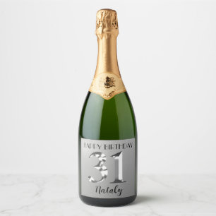 Étiquettes Pour Bouteilles De Vin Mousseux Argent métallique 31e anniversaire