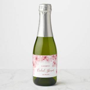 Étiquettes Pour Bouteilles De Vin Mousseux Arrosoir de mariage fleuri à l'aquarelle Cerisier