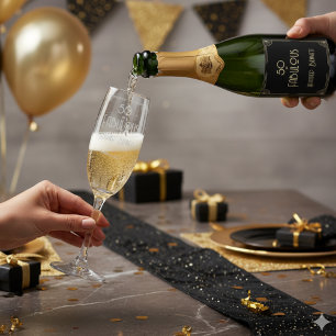 Étiquettes Pour Bouteilles De Vin Mousseux Art Déco élégant 50 ans et anniversaire fabuleux