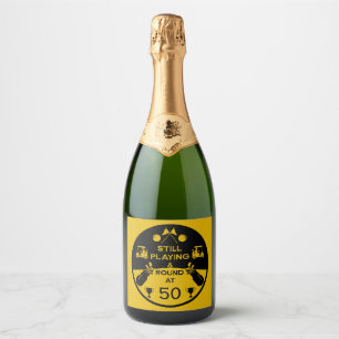 Étiquettes Pour Bouteilles De Vin Mousseux Au-Dessus De La Colline Golfeur D'Anniversaire