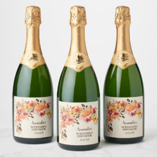 Étiquettes Pour Bouteilles De Vin Mousseux Automne Floral Swag