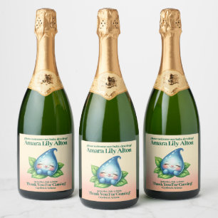 Étiquettes Pour Bouteilles De Vin Mousseux Baby shower de goutte-à-goutte pour bébé couché mo