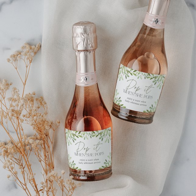 Étiquettes Pour Bouteilles De Vin Mousseux Baby shower de verdure des bois (Créateur téléchargé)