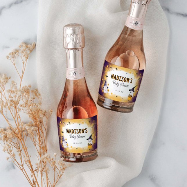Étiquettes Pour Bouteilles De Vin Mousseux Baby shower d'Halloween mini-champagne (Créateur téléchargé)