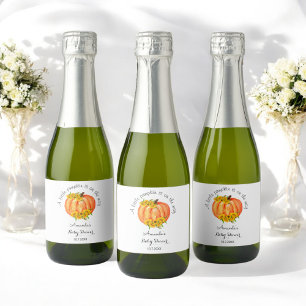 Étiquettes Pour Bouteilles De Vin Mousseux Baby shower Little Citrouille Orange