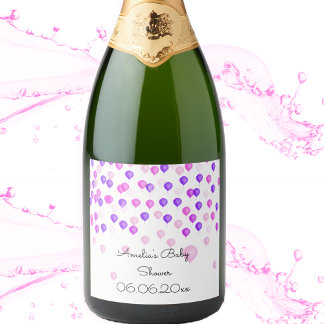 Étiquettes Pour Bouteilles De Vin Mousseux Baby shower personnalisé de ballon rose