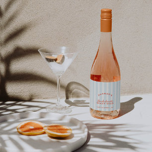 Étiquettes Pour Bouteilles De Vin Mousseux Bachelorte rouge et bleu rétro