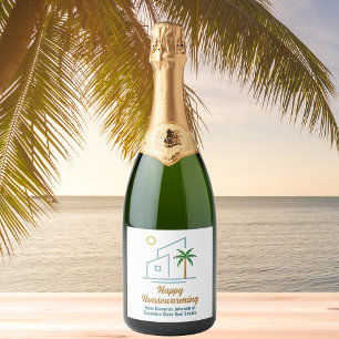 Étiquettes Pour Bouteilles De Vin Mousseux Beach Real Estate Company Cute Personnalisable