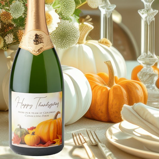 Étiquettes Pour Bouteilles De Vin Mousseux Beau Bon thanksgiving sur mesure (Créateur téléchargé)
