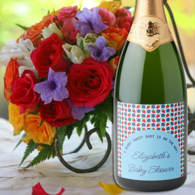 Étiquettes Pour Bouteilles De Vin Mousseux Berry Sweet Baby shower (Créateur téléchargé)