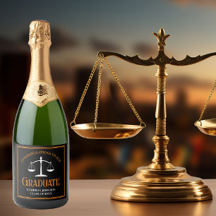 Étiquettes Pour Bouteilles De Vin Mousseux Black Orange Law School Custom Graduation Party