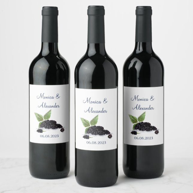 Étiquettes Pour Bouteilles De Vin Mousseux Blackberry Blackberry Mariage d'été (Bouteilles)