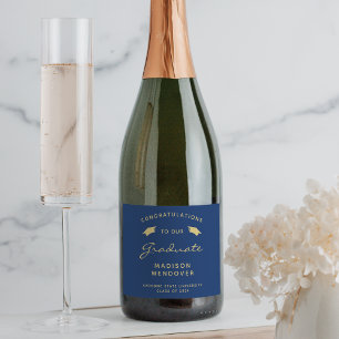 Étiquettes Pour Bouteilles De Vin Mousseux Bleu Casquette 2024 Marine