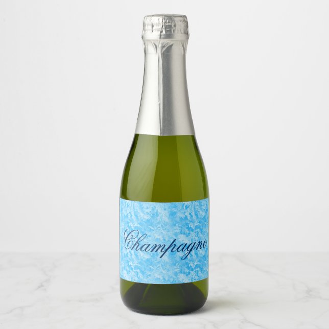 Étiquettes Pour Bouteilles De Vin Mousseux Bleu glace (Devant)