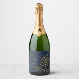 Étiquettes Pour Bouteilles De Vin Mousseux Blue & Gold | Custom Names, Dates