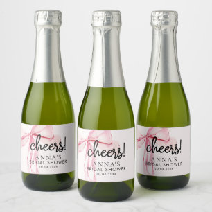 Étiquettes Pour Bouteilles De Vin Mousseux Blush Ruban Rose Mariage