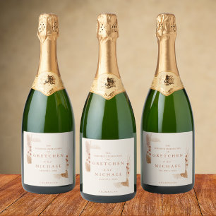 Étiquettes Pour Bouteilles De Vin Mousseux Boho Floral Rust Ivory Wedding Favoriser