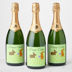 Étiquettes Pour Bouteilles De Vin Mousseux Bonnets de Pâques et jonquilles personnalisés