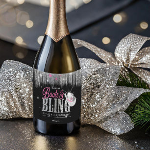 Étiquettes Pour Bouteilles De Vin Mousseux Boots 'n Bling Disco Bachelorette ID925