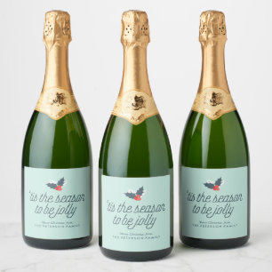 Étiquettes Pour Bouteilles De Vin Mousseux Boughs de Holly Personnalisé