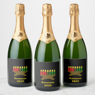 Étiquettes Pour Bouteilles De Vin Mousseux Bougies Kwanzaa Kinara