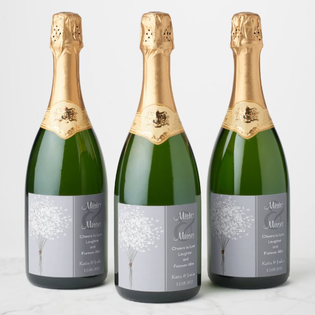 Étiquettes Pour Bouteilles De Vin Mousseux Bouquet floral simple (Bouteilles)