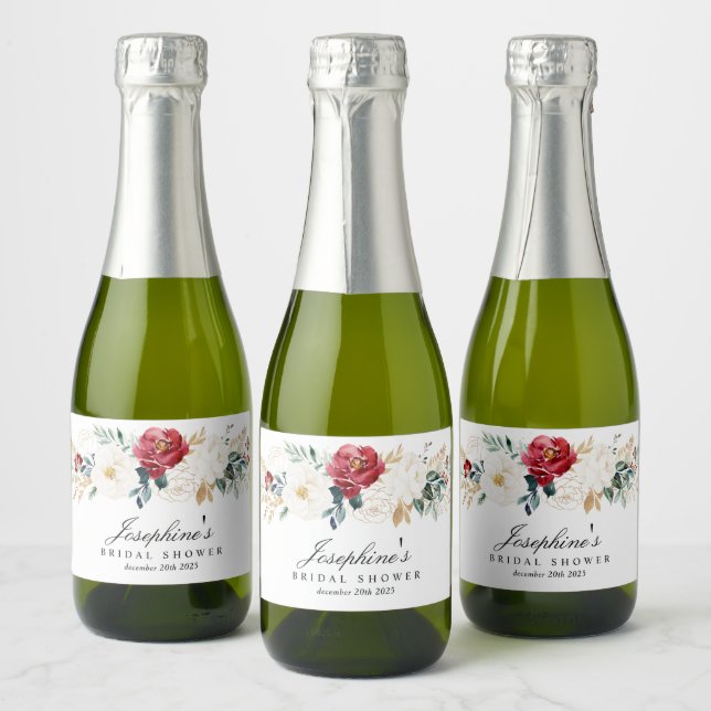 Étiquettes Pour Bouteilles De Vin Mousseux Bouquets d'or étincelant Mini Bouteille de vin éti (Bouteilles)