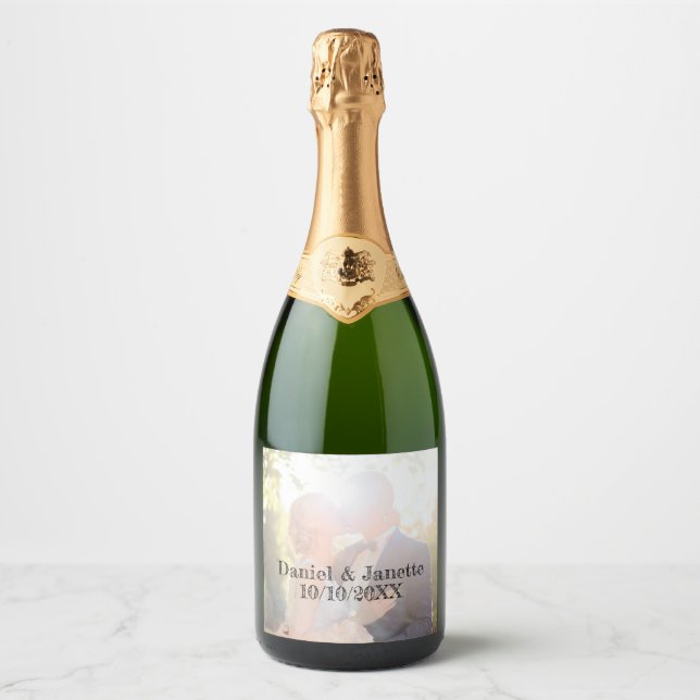 Étiquettes Pour Bouteilles De Vin Mousseux Bouteilles de Mariage customisées (Devant)