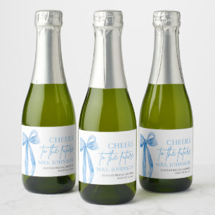 Étiquettes Pour Bouteilles De Vin Mousseux Bow Bleu Dusty Salue La Fête des mariées Future