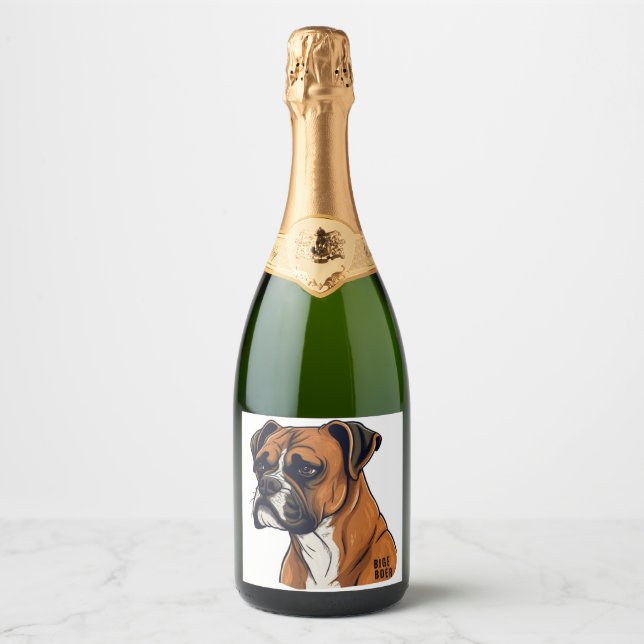 Étiquettes Pour Bouteilles De Vin Mousseux Boxer Bark Designs Punchy Graphic designs (Devant)
