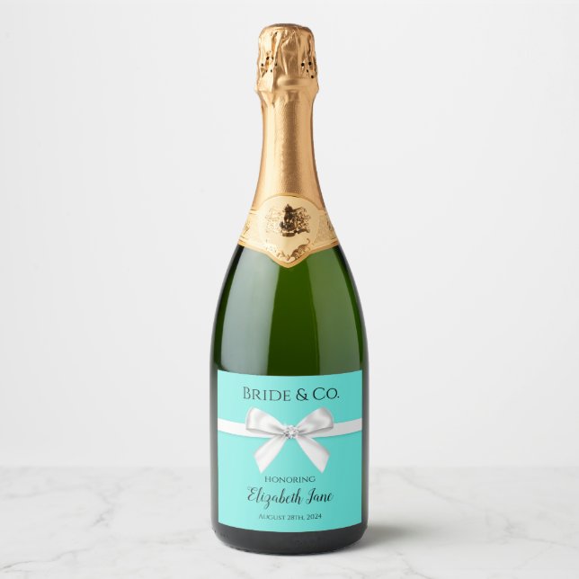 Étiquettes Pour Bouteilles De Vin Mousseux Bride & Co. Fête des mariées Étiquettes de bouteil (Devant)