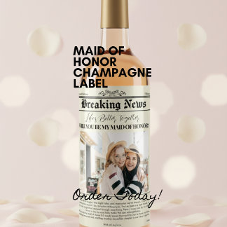 Étiquettes Pour Bouteilles De Vin Mousseux Bridesmaid Proposal Newspaper Cover 1 Photo